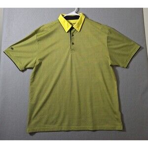 G-Mac Apparel Polo Shirt Mens L Yellow Black Weave Performance Golf Polo